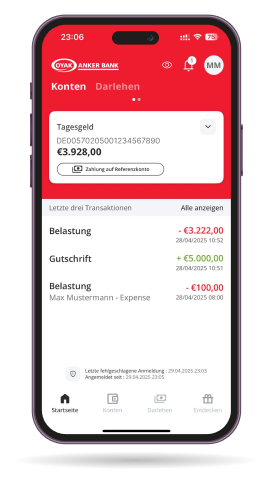 Smartphone Screenshot - Kontenübersicht - Tagesgeld