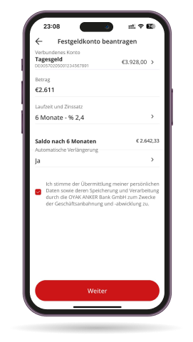 Smartphone Screenshot - Festgeldkonto beantragen